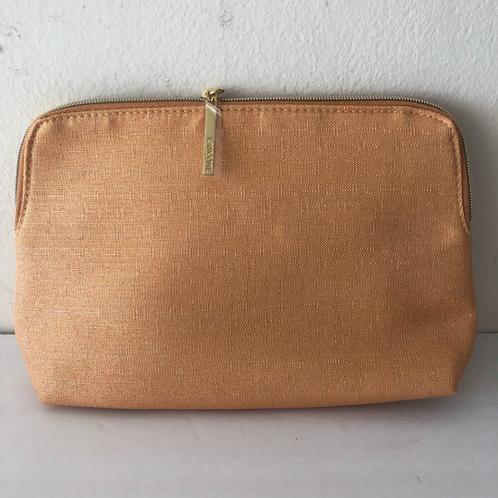Lancome Pouch Cosmetic Bag Yellow Gold Sparkle Canvas New NEW